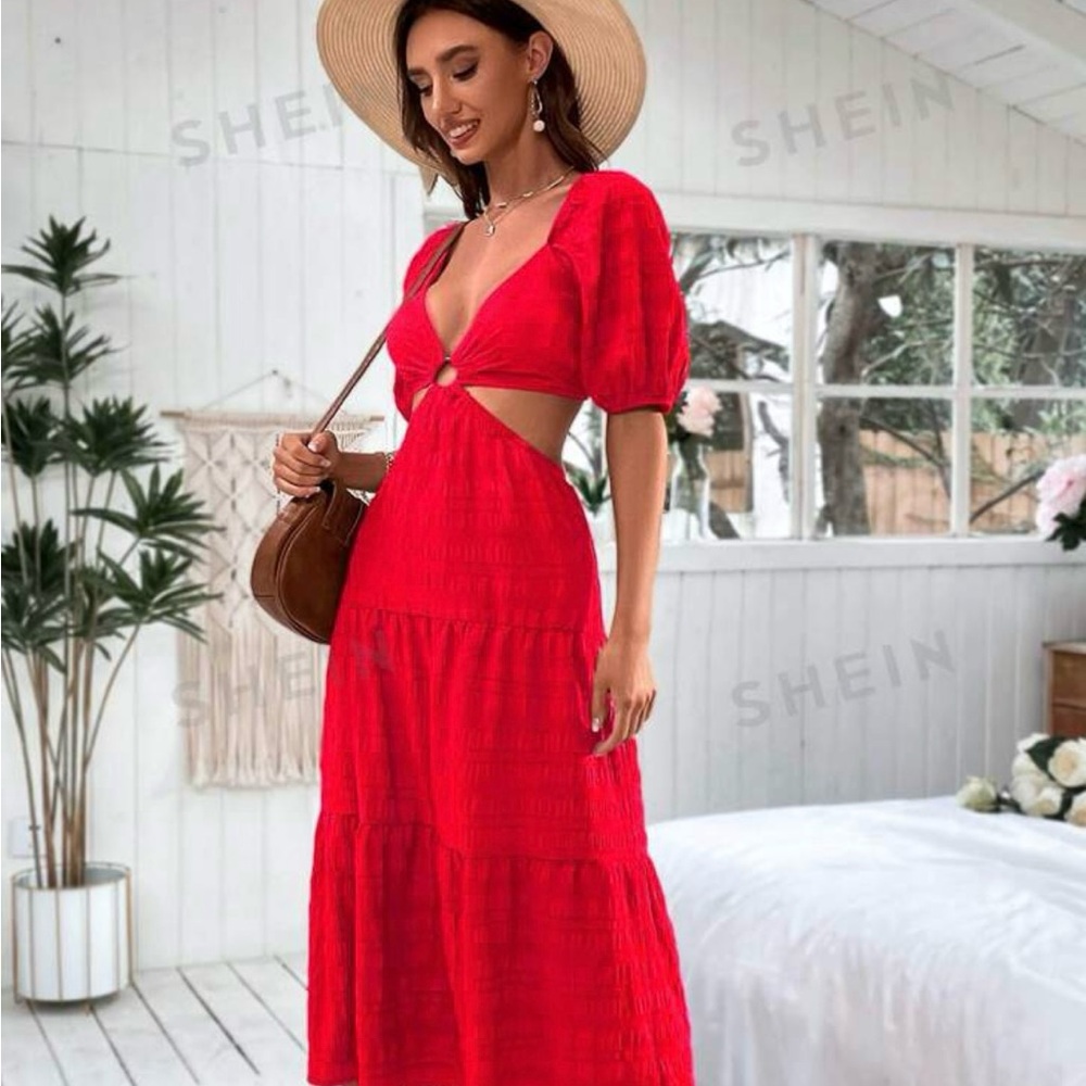 Deep V neck dress